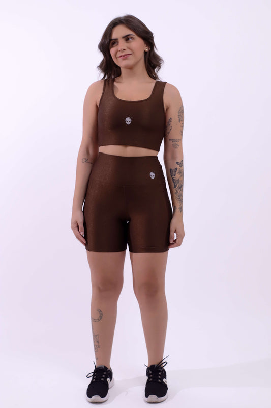 Conjunto Bermuda Meia Coxa com Top Feel Rib Glow