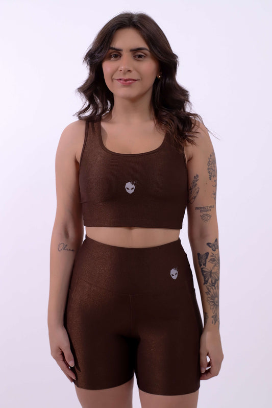 Conjunto Bermuda Meia Coxa com Top Feel Rib Glow